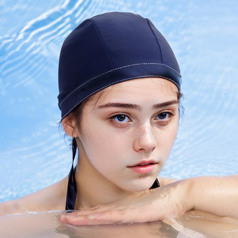 泳帽 女性用 長髪対応 耳ガード 締め付けフリー 布製素材 ゆったりサイズ ネイビースタイル 温泉対応 ファッション 快適フィット 伸縮性 軽量 吸湿速乾