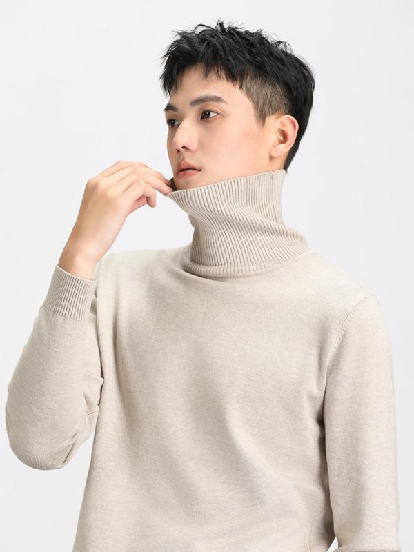 ニットセーター メンズ 秋冬 ハイネック ゆったり 厚手 暖かみ ホワイト インナー トップス 普段使い ニット セーター ベースレイヤー