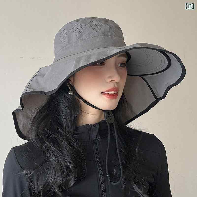 リバーパディの日よけ帽子 女性用 大きめつば UVカット 首守り 夏 アウトドア 登山用 軽量 速乾 屋外活動 太陽光対策 ビーチハット｜アングル3
