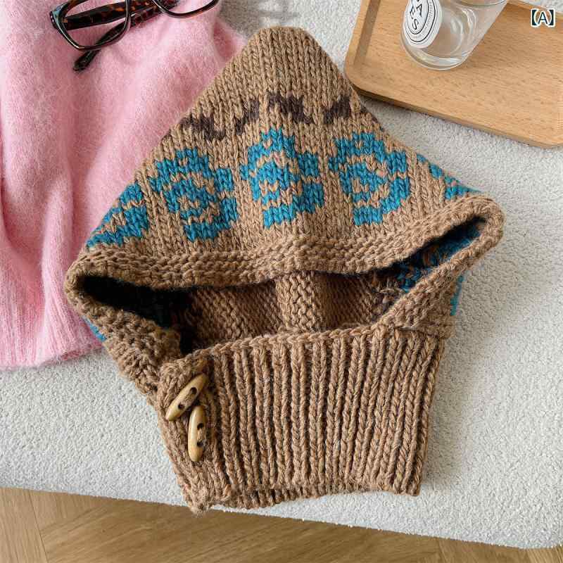 レディース 冬用 刺繍 花柄 バラクラバ ニッ...の紹介画像2