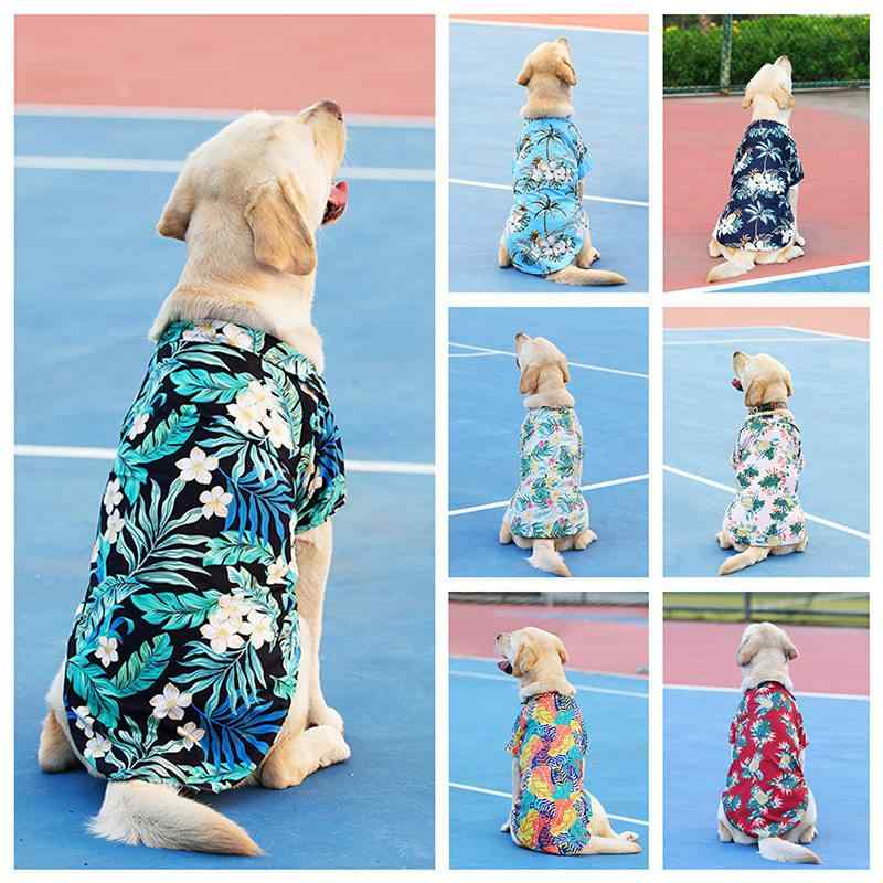 犬用ベスト 夏用 薄手 大型犬 ラブラドール ゴールデンリトリバー アラスカン・マラミュート ペットウェア ビーチ ハワイアン シャツ トップス 軽量 通気性 トロピカル柄 アウトドア