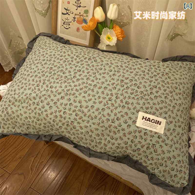 Muatsu Pillows - 枕 そば殻 韓国風 小花柄 綿100% ウォッシャブル 学生寮用 シングル 小型 オフィス ソファ 昼寝 クッション 快適 軽量 寝具