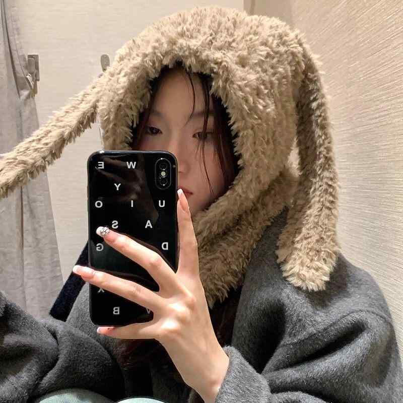 バラクラバ帽 秋冬 暖か 厚手 ニット ウサギ耳 かわいい 保暖 サイクリング用 耳あて アウトドア 柔らか 伸縮性