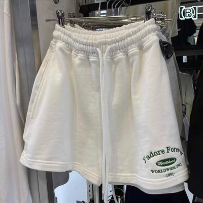 リバーパディのショートパンツ レディース 短パン 半ズボン ボトムス スウェット 綿 コットン 100% 刺しゅう入り ロゴ 英字 英単語 部屋着 ルームウェア ワンマイルウェア 普段使い お出かけ 散歩 スポーツ ジョギング ヨガ ジム フィットネス リラックス ウ｜アングル3
