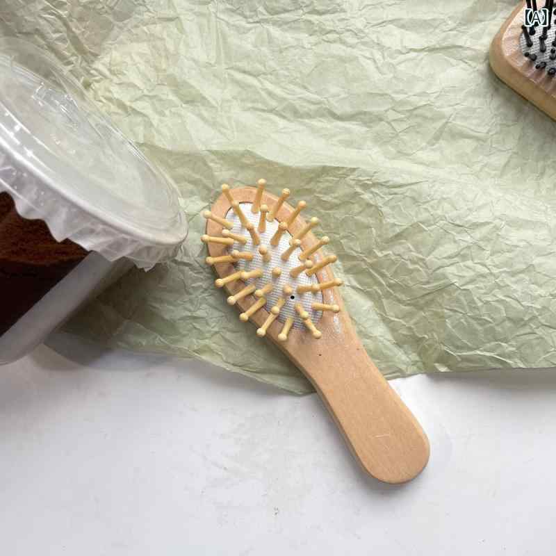ヘッドマッサージ コーム ポータブル 木製 ヘアブラシ 頭皮 ケア スムース ストレート 防絡み 旅行用 家用 軽量 天然木 日常使い 髪 整え ツール riverpaddy-11155075 リバーパディ サンプル画像2