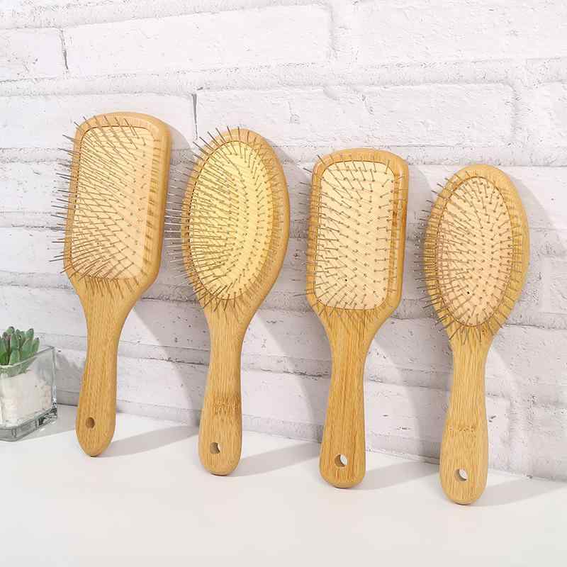 Hair Care - ヘアブラシ 竹製 クッション 木製 コーム 頭皮マッサージ 滑らかな髪 静電気防止 髪ケア ストレートヘア ナチュラル素材 通年使用 軽量 日常使い
