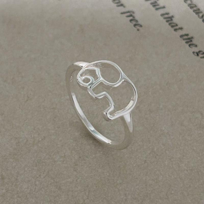 Rakuten - 指輪 女性用 925シルバー 象モチーフ 森系デザイン かわいい ファッション アクセサリー シルバー加工 シンプル 日常使い ラッキーアイテム