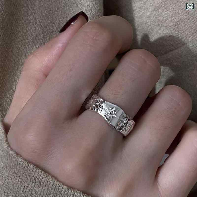 指輪 女性用 シンプル 個性 開口 リング シルバー 925 インスピレーション テクスチャー ミニマル ユニーク 高級感 普段使い 軽量 スタイリッシュ 細身 指先 アクセサリー riverpaddy-11400622 リバーパディ サンプル画像2