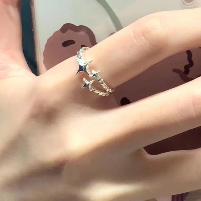 指輪 女性用 星型 開閉式 クールスタイル かわいい アクセサリー シルバー調 プレゼント 日常使い 軽量 シンプル ジュエリー