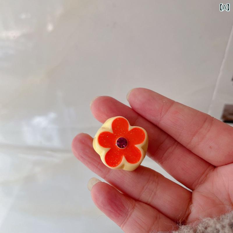 指輪 女性用 フレンチ レトロ 5弁花モチーフ インスピレーション ドロップオイル加...