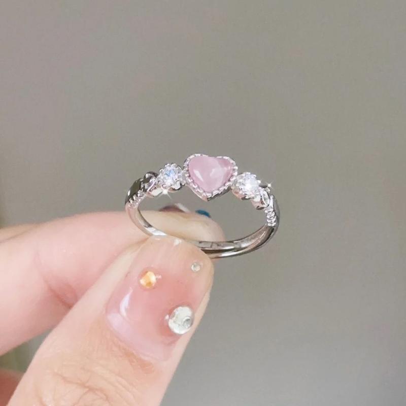 指輪 女性用 かわいい ピンク ハート 韓国 シンプル 細身 リング ラブリー ジュエ...