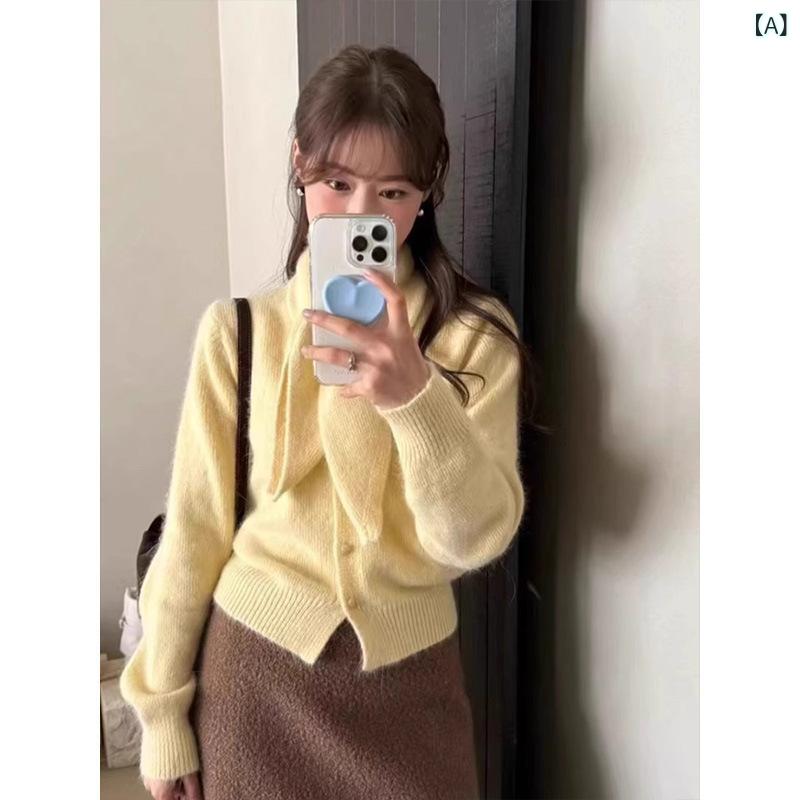 ニットセーター 女性用 秋冬 かわいい ミルクイエロー サイドスリット デザイン 柔らか素材 ふんわり トップス ゆるシルエット 暖か 伸縮性 普段使い 部屋着 軽量 再生繊維 ベーシック レイヤード