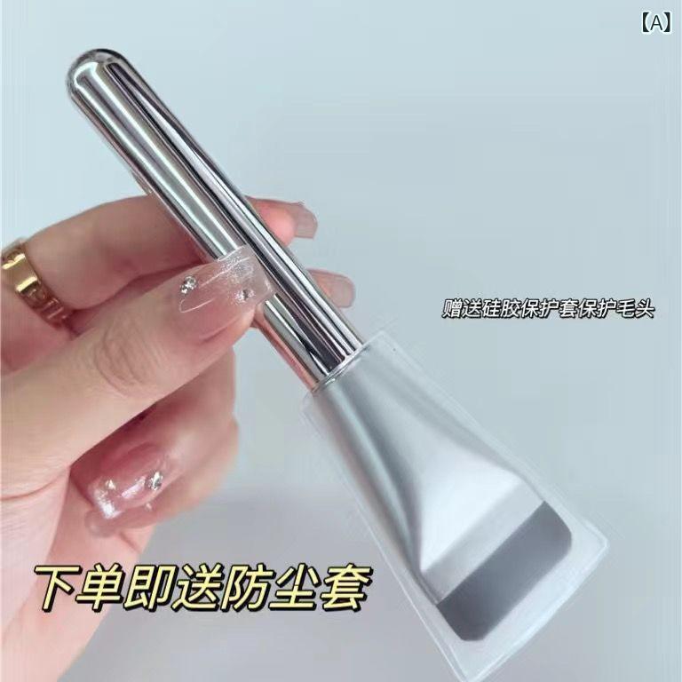 Other - メイクブラシ 粉底ブラシ フラットヘッド 軽量 薄手 ワイド ファンデーション メイクツール 美容ブラシ ベースメイク ソフトブラシ 均一塗布 天然毛 合成毛 メイクアップ 日常使い プロ仕様 ピンク系