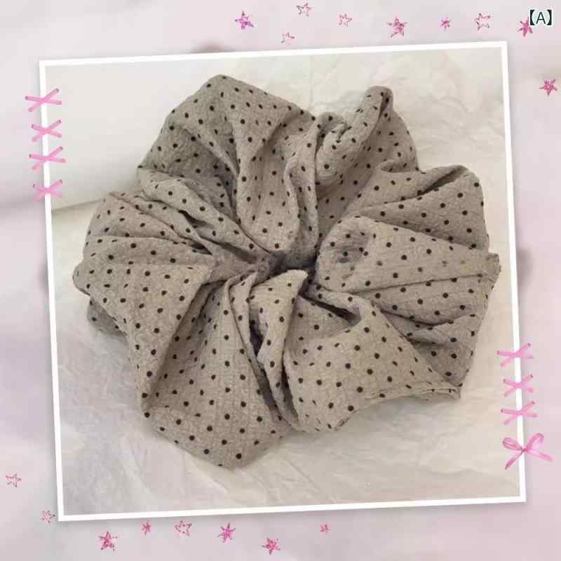 ヘアゴム 韓国 ポルカドット 大型 かわいい 低めポニーテール 後頭部用 髪束ね ゴ...