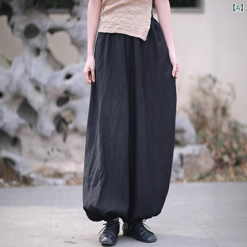 パンツ レディース カジュアルパンツ ロングパンツ ゆったり ボトムス 長ズボン 体型カバー 着痩せ 細見え 伸縮性 動きやすい ウエストゴム リラックス感 普段使い 通勤用 シンプル 無地 合わせやすい 春夏 接触冷感 再生繊維 ビッグシルエット マキ — vista 2