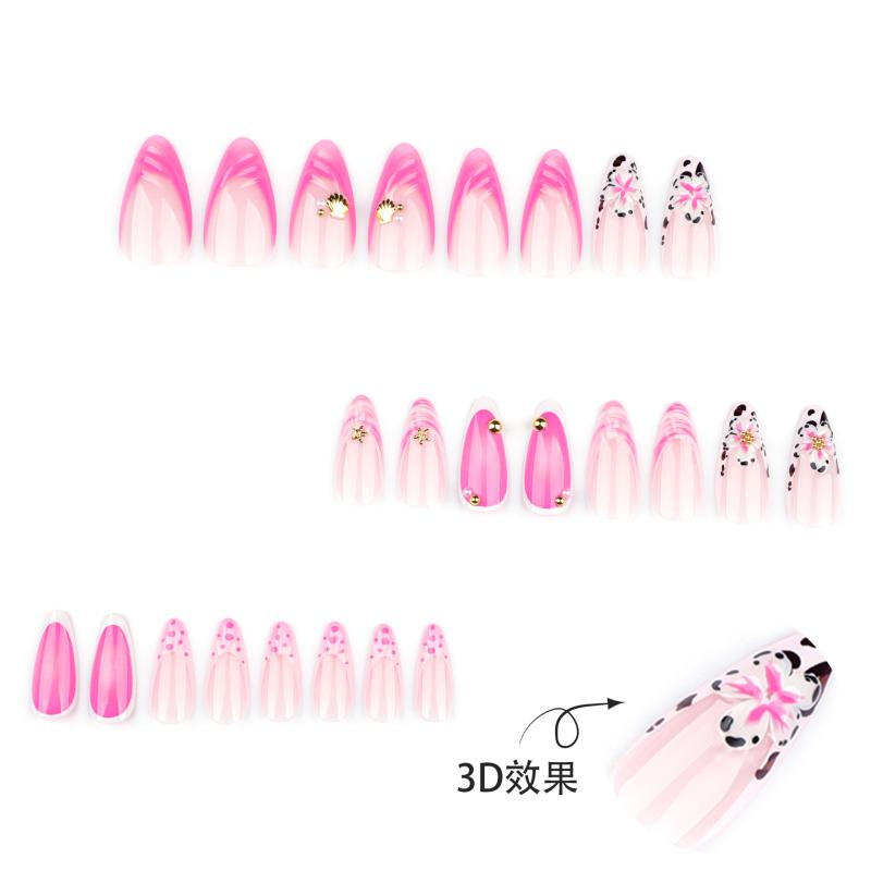 Other - ネイルチップ 3D ピンク 水滴 フラワー 繰り返し使用 フレンチ ブラック ホワイト ヒョウ柄 付け爪 偽指甲 ファッション 軽量 伸縮性 女性用 普段使い かわいい デザイン セルフネイル 簡単装着 通勤 カジュアル