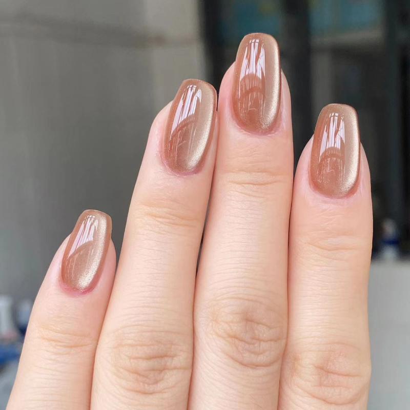 Nail - ブローチ 秋冬 猫眼石 ショートステップ シンプル 着用可能 気質 ブライトニング 美甲 着脱式 ハイエンド ネイルチップ 偽物 爪 ステッカー 女性用 指先アクセサリー 気品 輝き フェイクネイル 貼り付け 爪装飾 秋冬コレクション 洗練 ホワイト系