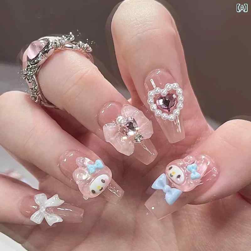 ネイルチップ 猫眼ピンク 蝶柄 ピンク かわいい 手作り 着脱式 インスタ 人工爪 ピンク系 軽量 長持ち ネイルアート ファッション 日常使い