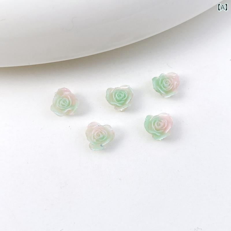 ネイル アクセサリー ハンドメイド デコレーション 薄荷グリーン 花芽 ローズ 樹脂 リアルフラワー 指輪 ピアス イヤリング ヘアアクセ ファッション小物 かわいい 軽量 細工細やか 2