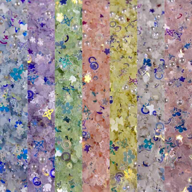 Other - ネイルパーツ キラキラ 星 クローバー 蝶 混合 デザイン ステッカー 透明 ジェル 装飾 キラキラ 輝く かわいい 指先 アクセサリー 普段使い 女性用
