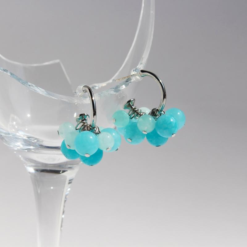 Rubellite - ピアス イヤリング ミモザ ピンク 天然石 清新 アクアマリン ガラスビーズ 華やか 軽量 女性用 普段使い 春夏 ファッションアクセサリー 爽やか かわいい デコレーション 揺れる デザイン 繊細 透明感 輝き 柔らかい カラー 日常コーデ ギフト向き