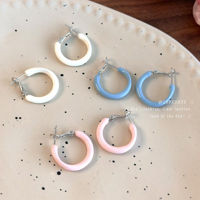 Opal - イヤリング 女性用 韓国 シンプル ドロップ型 小さめ ベーシック クリア フレッシュ かわいい 甘め 高級感 耳飾り