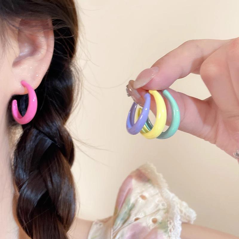Opal - イヤリング 女性用 シンプル 百搭 かわいい 耳飾り 銀針 ドロップ型 色釉 ファッション 気質 耳リング 耳ピアス アクセサリー 軽量 華奢 デザイン 春夏 日常使い