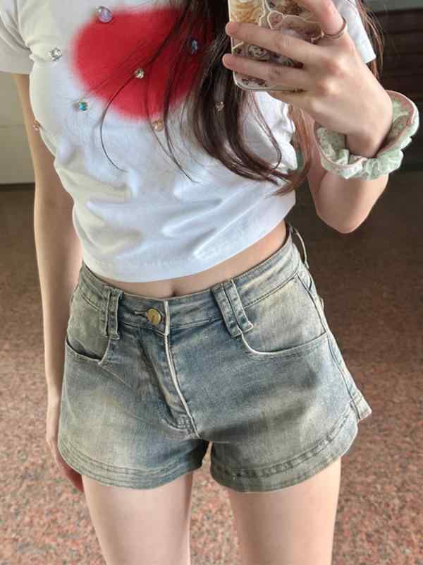 Rakuten - レディース デニム ショートパンツ アメリカン ヴィンテージ ワイドレッグ ハイウエスト 夏用 ゆったり スリム 効果 小柄 対応 Aライン デザイン コットン 素材 軽量 伸縮性 吸湿速乾 カジュアル 普段使い アウトドア ブラック ブルー デニムカラ