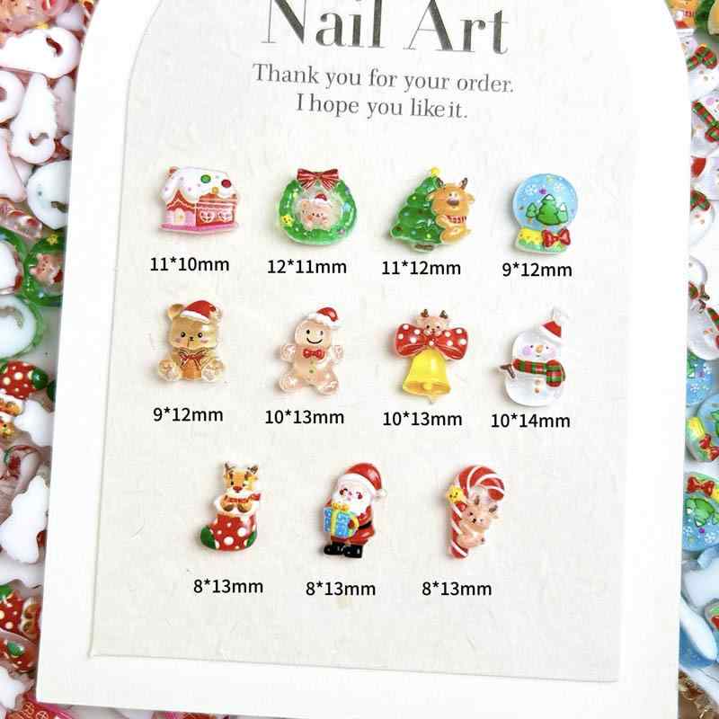 ネイルアクセサリー クリスマス かわいい 夜光 立体 ステッカー 樹脂 装飾 花輪 ベル デザイン 冬 季節限定 光る 装着型 指先 デコレーション ファッション グッズ