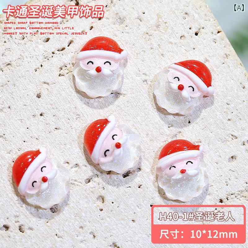ネイル アクセサリー クリスマス 樹脂 飾り 花冠 雪だるま 鈴 トナカイ かわいい 老人 カード 指甲 装飾 ピース ハンドメイド デザイン ウィンター デコレーション グリーン ホワイト レッド