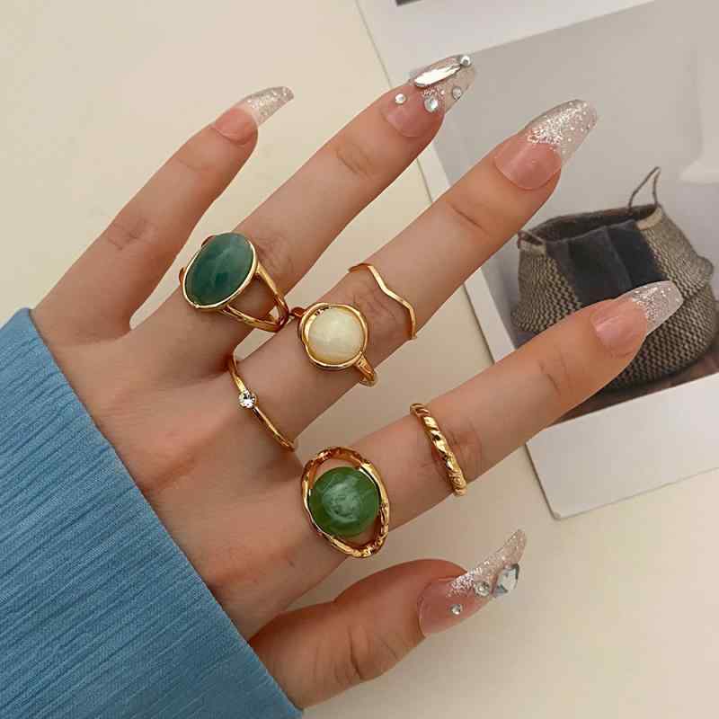 Other - 指輪 セット 女性用 法式 レトロ ターコイズ 宝石 リング インスパイア ユニセックス 軽量 高級感 ジュエリー アクセサリー ファッション アイテム
