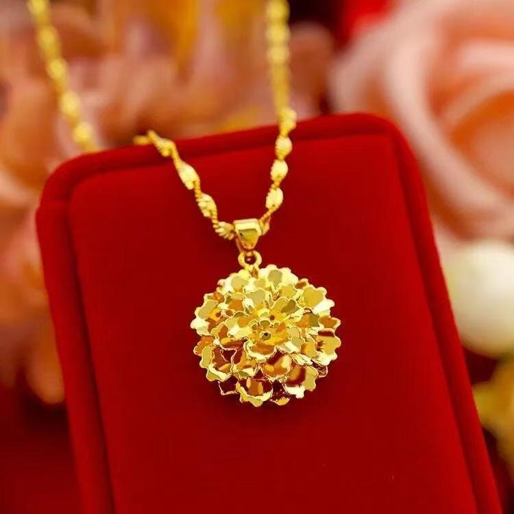 樂天商城 - ネックレス 女性用 かわいい 花 モチーフ 光沢 ペンダント 甘め ゴールド系 華やか 普段使い ギフト アクセサリー チェーン シンプル スタイリッシュ 軽量 シルバー調 ピンクゴールド