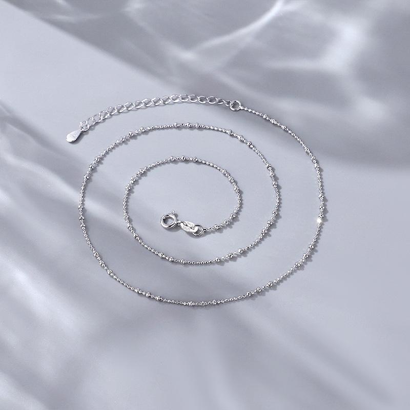 Cubic Zirconia - ネックレス 女性用 純銀 チェーン 軽量 高級感 かわいい 花モチーフ ビーズ 鎖骨チェーン 秋冬 アクセサリー アクセサリー シルバー 華奢 シンプル ロマンティック 普段使い 通勤用 ファッション ジュエリー