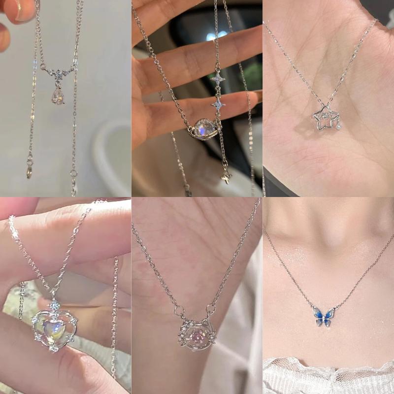 Rakuten - 秋冬 ネックレス 女性用 軽量 高級感 インスピレーション デザイン 気質 シルバー ゴールド チェーン ペンダント 普段使い ギフト かわいい アクセサリー 細身 シンプル スタイリッシュ