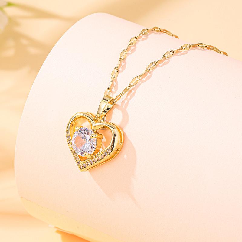 Pearl White - ネックレス 女性用 ハート 軽量 高級感 マイナー ファッション トレンド コーディネート 微細 ジルコニア アクセサリー かわいい シンプル 日常使い 輝き シルバー調
