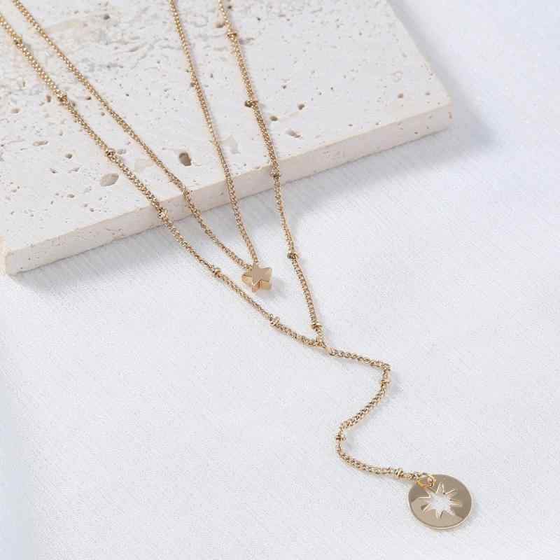 ネックレス レディース シンプル 百搭 フリンジ 円形 シークイン レイヤード ビーチ 夏 アクセサリー 軽量 シルバー ゴールド 普段使い カジュアル フェミニン レイヤード チェーン ストラップ ビーズ アクセント 華奢(4.0)
