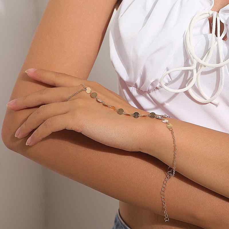樂天商城 - ブレスレット 女性用 ファッション トレンド 気質 個性 幾何学 円形 ラメ 連指 手飾り アクセサリー 普段使い 軽量 シンプル シルバー ゴールド スタイリッシュ コーディネート アクセント