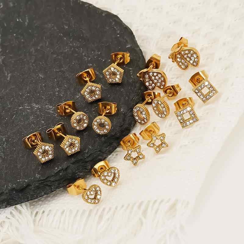 Rakuten - イヤリング 女性用 ファッション 個性 百搭 耳飾り ハート ムーン スター ジルコニア 刺繍 高級感 シルバー ゴールド ピンクゴールド 華奢 軽量 普段使い 通勤 デート ギフト シンプル トレンド アクセサリー