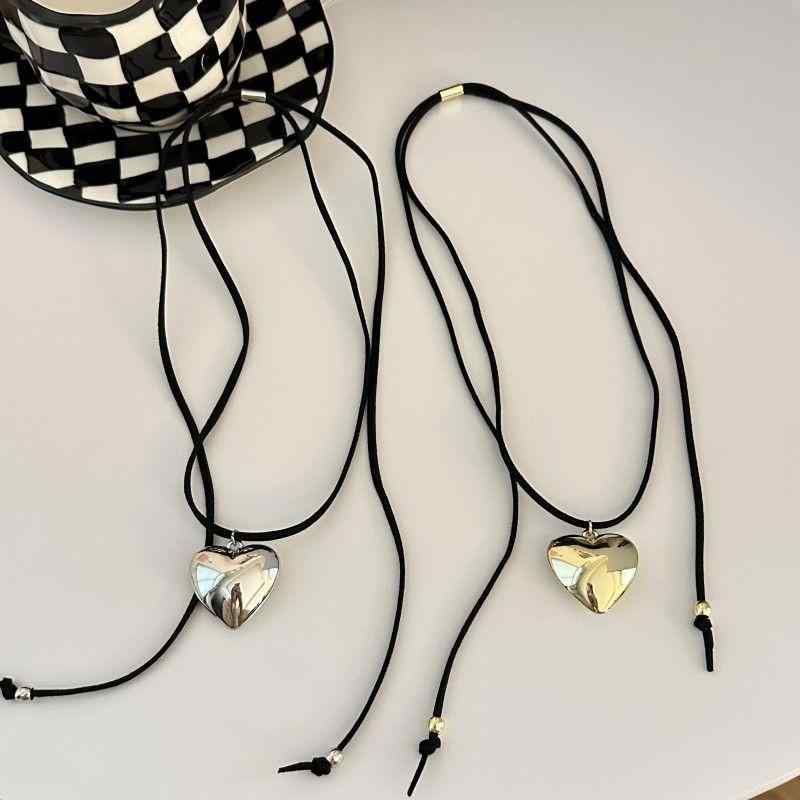 Jewelry, Accessories - ネックレス 女性用 シンプル ハート ペンダント チェーン 調節可能 ハート型 大型 ファッション アクセサリー シルバー ゴールド ロングチェーン かわいい 普段使い 通勤 デート ギフト 軽量 金属 シンプルデザイン