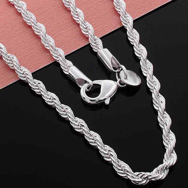 Coral Pink - ネックレス メンズ レディース 扭绳 麻縄 ロープ チェーン 925シルバー メッキ 加工 ファッション ヒップホップ スタイル 高級感 普段使い ユニセックス アクセサリー ラッキーアイテム