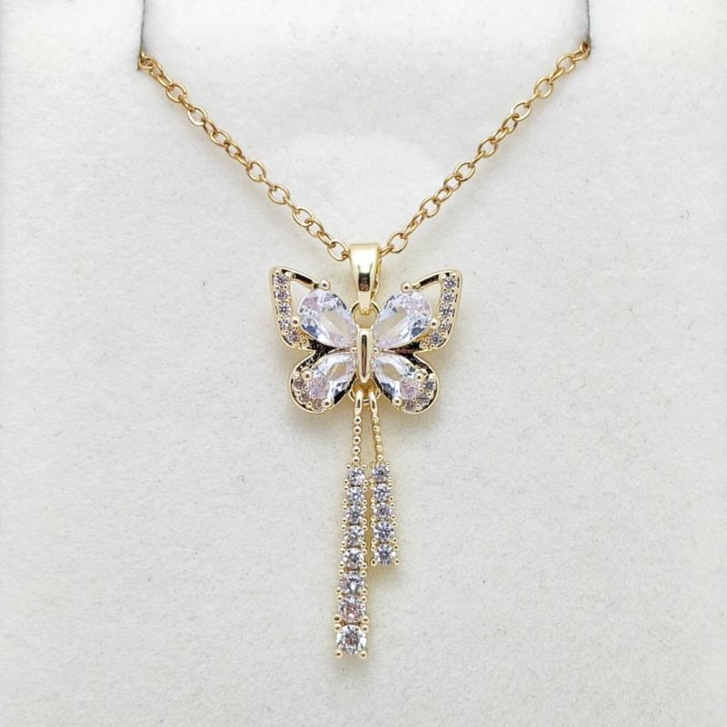 Rhodolite - ネックレス 女性用 軽量 ファッション シンプル レースアップ 蝶モチーフ 高級感 チェーン 鎖骨用 ペンダント アクセサリー 日常使い シルバー加工 洗練デザイン 華奢タイプ ギフト向け