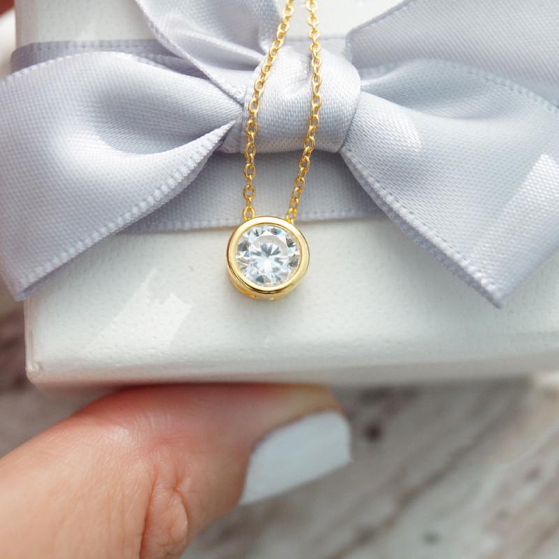 Beads - ネックレス 女性用 ステンレス 18Kゴールドメッキ ラウンド 誕生石 鎖骨チェーン アクセサリー 冬 シンプル 華奢 ゴールド シルバー ギフト 普段使い ファッション