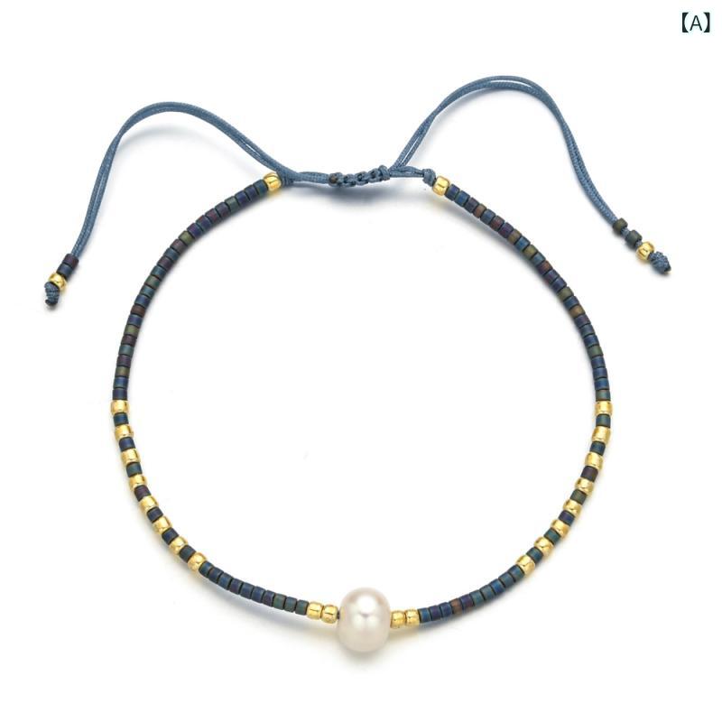 ブレスレット 女性用 ボヘミアン ハンドメイド ビーズ アクセサリー ファッション ...