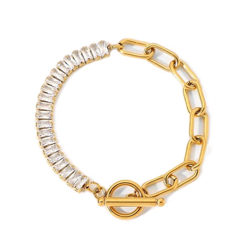 Akoya Pearl - 手首アクセサリー 女性用 鎖骨チェーン 18Kゴールド ヨーロッパスタイル インスピレーション ジルコニア ステンレス製 かわいい 軽量 普段使い シンプル シルバー ゴールド