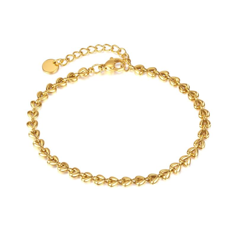White Coral - レディース ハート ブレスレット アンクレット 軽量 ファッション アクセサリー バリエーション リゾート スタイル 気質 かわいい デザイン 銀色 ゴールド チェーン シンプル 普段使い 通勤 デイリー ジュエリー 女性用 足首 手首 軽奢 インスピレ