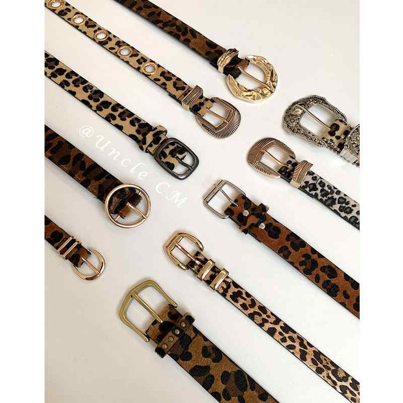 レディース 腰帯 ヒョウ柄 牛仔パンツ スカート ベルト ファッション アクセサリー 個性派 トレンド デザイン 革調 軽量 普段使い 通勤用 デニム 切り替え ブラック ピンク系 秋冬