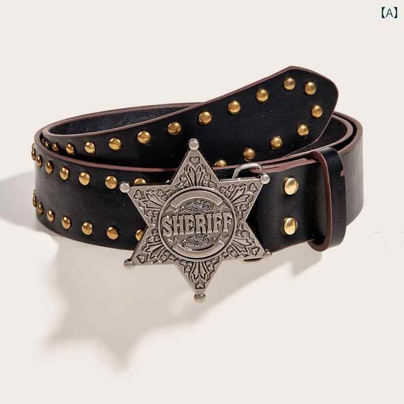 リバーパディのレディース ベルト 牛仔パンツ コーデ ウィメンズ ファッション アクセサリー スタイリッシュ デザイン メタル バックル ワイド タイプ ユニセックス 普段使い トレンド アイテム 革調 素材 軽量 調整可能 シルバー トーン ブラック ブラウン ベー｜アングル2
