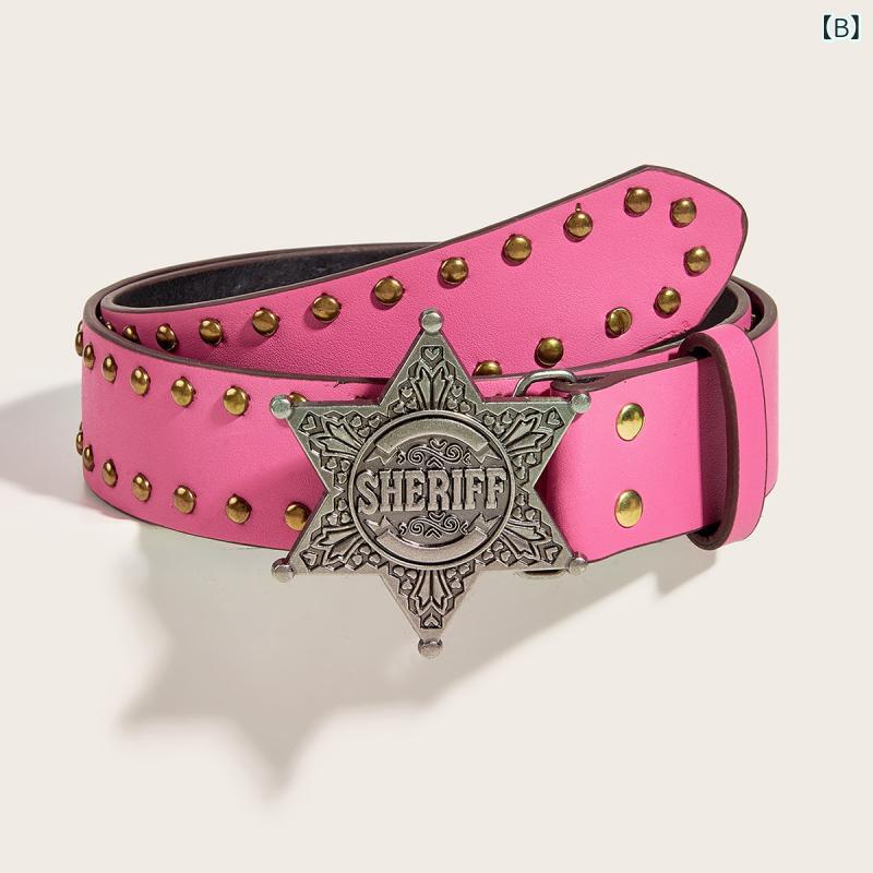 リバーパディのレディース ベルト 牛仔パンツ コーデ ウィメンズ ファッション アクセサリー スタイリッシュ デザイン メタル バックル ワイド タイプ ユニセックス 普段使い トレンド アイテム 革調 素材 軽量 調整可能 シルバー トーン ブラック ブラウン ベー｜アングル3