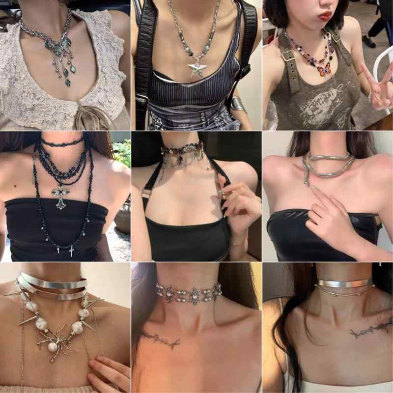 Suspenders - チョーカー 女性用 かわいい 短め 革紐 デザイン 首輪 ネックレス アクセサリー 欧米 高級感 ラウンドネック ゴールド 加工 細身 レイヤード 普段使い 軽量 柔軟