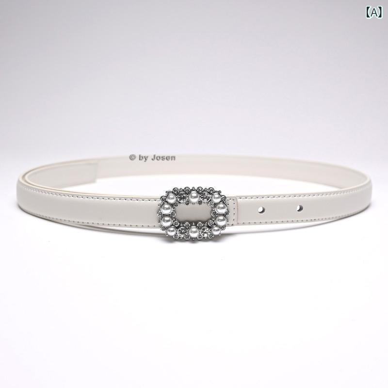 リバーパディのレディース ウエストベルト 牛革 真皮 ファッション ドレス コート スラックス 腰回し ベルト 女性用 普段使い ビジネス 通勤 細ベルト 光沢 装飾 スタイリッシュ 柔軟 耐久性 ブラウン系 ブラック ベージュ 秋冬 春夏｜アングル2